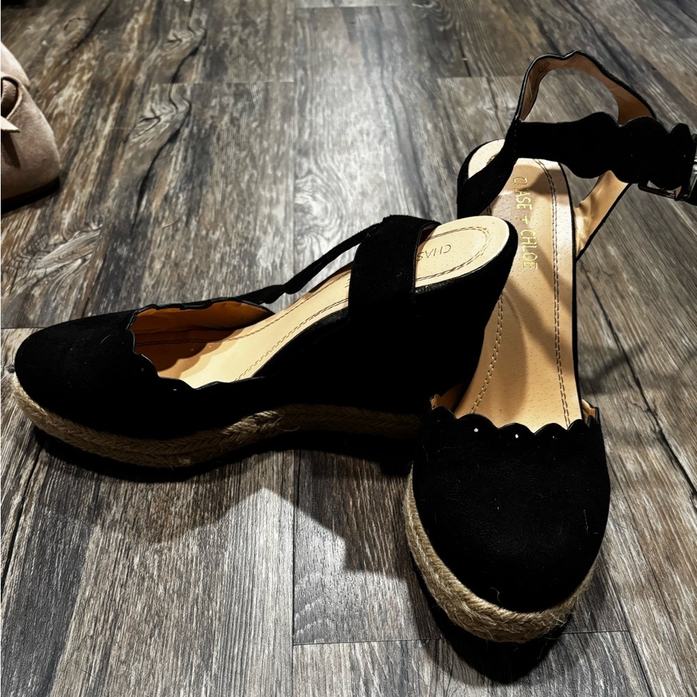 Chase+Chloe size 11 Black Espadrille Wedge Sandals